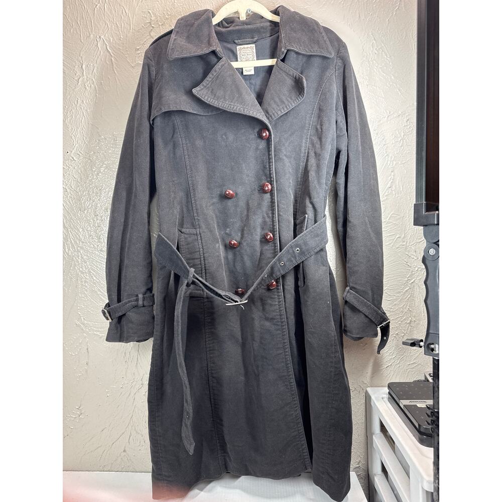 Original Ralph Lauren Polo Jeans Double‎ Breasted Trench Coat Black 1990s Large